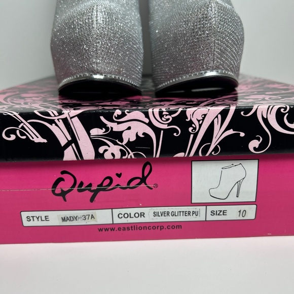 SIZE 10 WOMEN'S SILVER GLITTER ANKLE BOOT - Picture 8 of 10